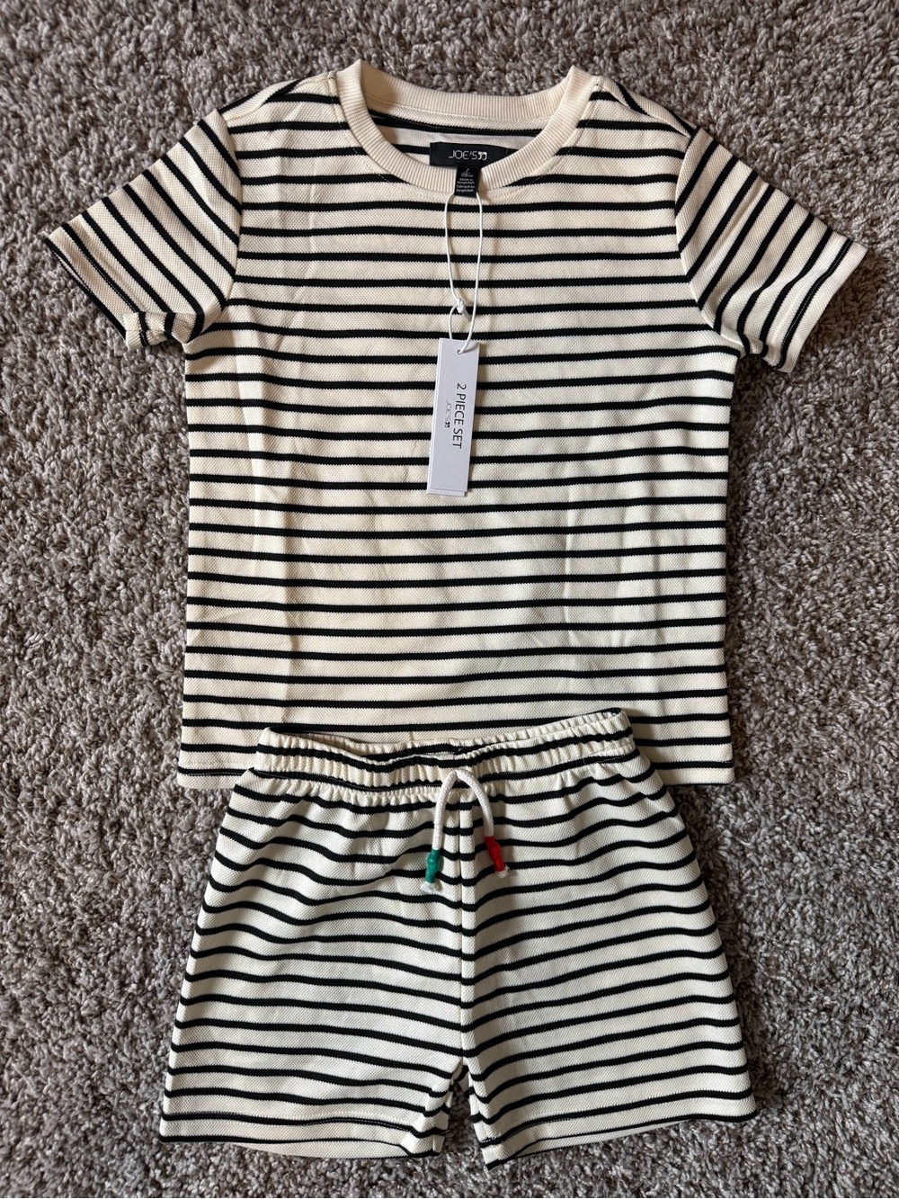Joe's Jeans Cream and Black Striped Kids Matching Set